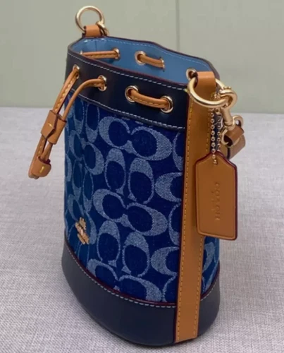 COACH Mini Bucket Bag Signature Denim CY740 Denim Women's Bag Outlet NEW