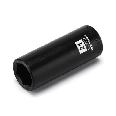MIXPOWER 1/2 Inch Drive Deep Impact Socket, CR-MO, 21mm, 6 Point, Radius 21mm 