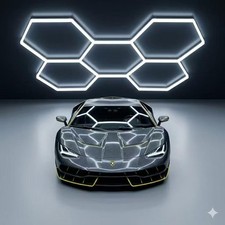Hexagon Honeycomb LED Garage Light, 26400LM 6500K Ultra Bright Ceiling Lamp FCC