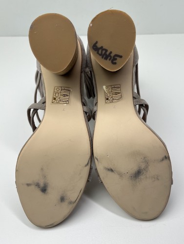 Jeffrey Campbell Leather Despina Taupe Tan Strappy Tassel Heel Sandals Size 7 - Picture 9 of 11