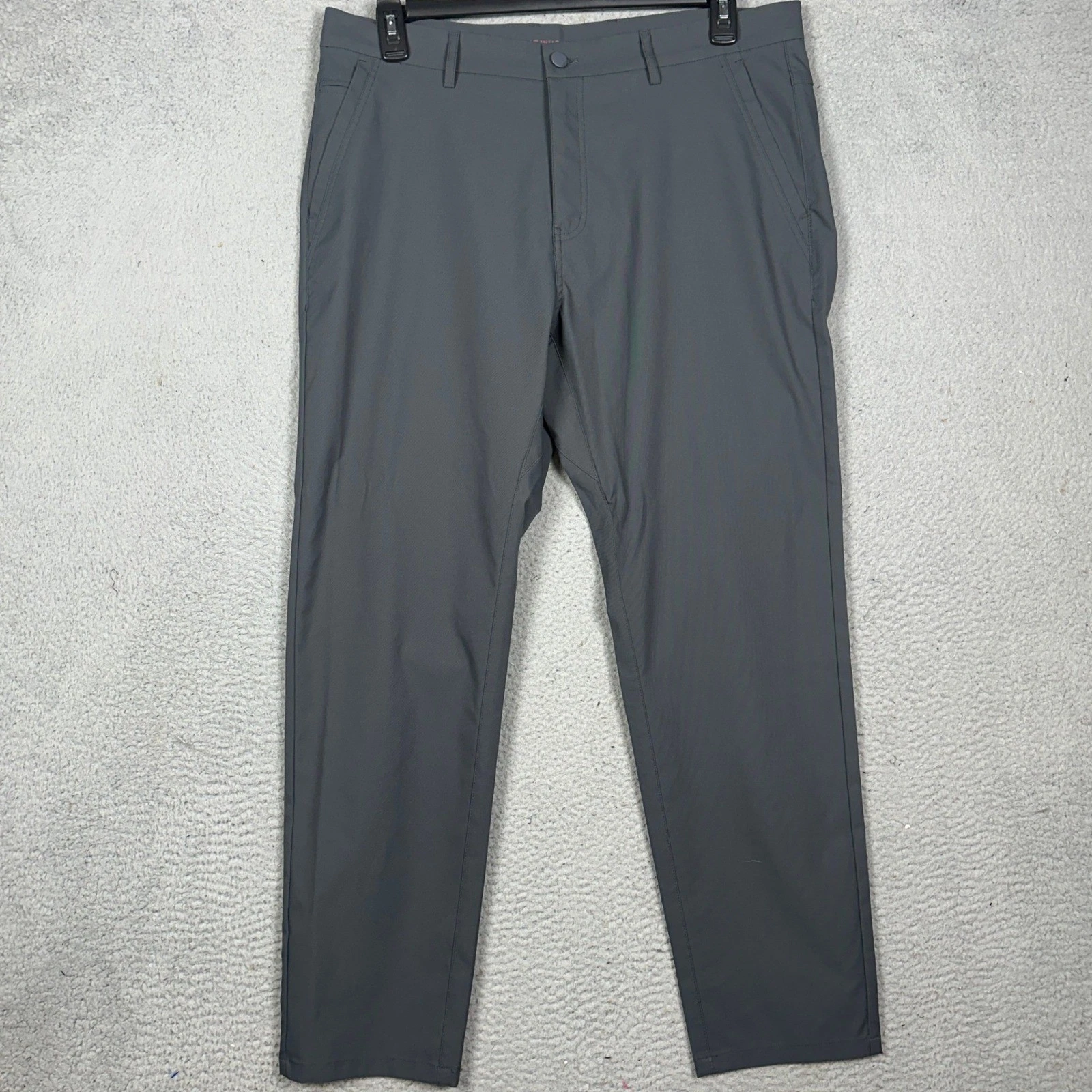 Marcus Pierce Pants Mens 36X30 Grey Performance Chino Golf Straight Flat Front