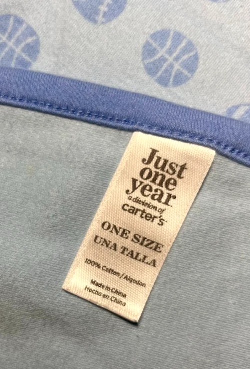 Manta bebé pelotas deportivas azul Carter de algodón 25x30 fútbol suave Just One Year Foto 3 de 3