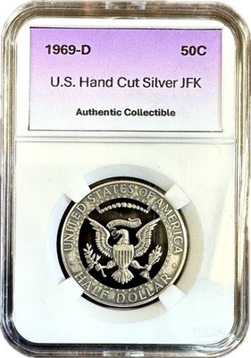 1969 U.S. 40% Silver JFK Half Dollar Hand Cut Eagle Coin Collectible NEW