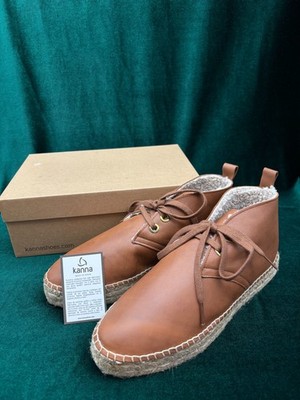 KANNA KN22YU201 Damen EU 41 Schuhe Leder Flat High Top Schnürschuhe Teddy Innen