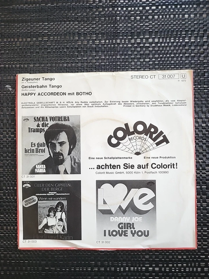 Happy Accordeon Mit Botho - Zigeuner Tango - 7inch Single - 1972 - Bild 3 von 4