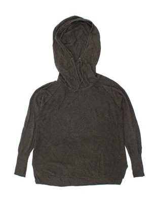 Athleta Damen Oversize Pullover Pulli mit Kapuze UK 14 mittelgrau Baumwolle CQ38