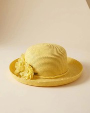 Vintage Yellow Floral Sun Hat Cottagecore Summer Hat Yellow Flower Straw