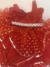 Weissman Red Sequin Tulle Tutu Dance holiday Dress Rhinestone Heart Girls XSC