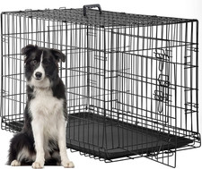 Dog Crate for Large Dogs 48 Inch Folding Metal Wirepet Cage Double Door W/Divide