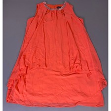 SLNY Dress Women's Plus Size 18W Coral Orange Beaded Neckline Layered Chiffon *