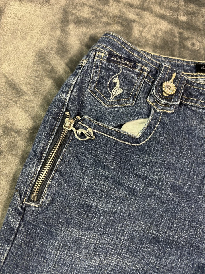 Pantalones de mezclilla vintage Baby Phat niñas 14 azules bordados bolsillos arco iris ropa de calle Y2K Foto 4 de 4