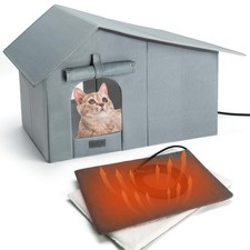 Insulated Heated Outdoor Cat House Waterproof Cat House Outside,Large Feral C...