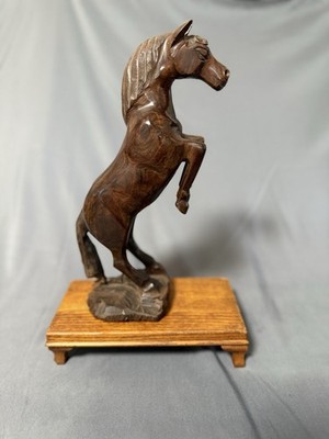 Hand Carved Wooden Horse Sculpture Large Folk Art Equine Statue