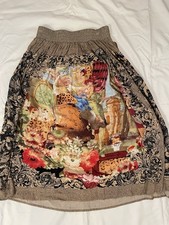 Vintage Carole Little Renaissance Painting Damask Pleated Midi Skirt 27  Waist