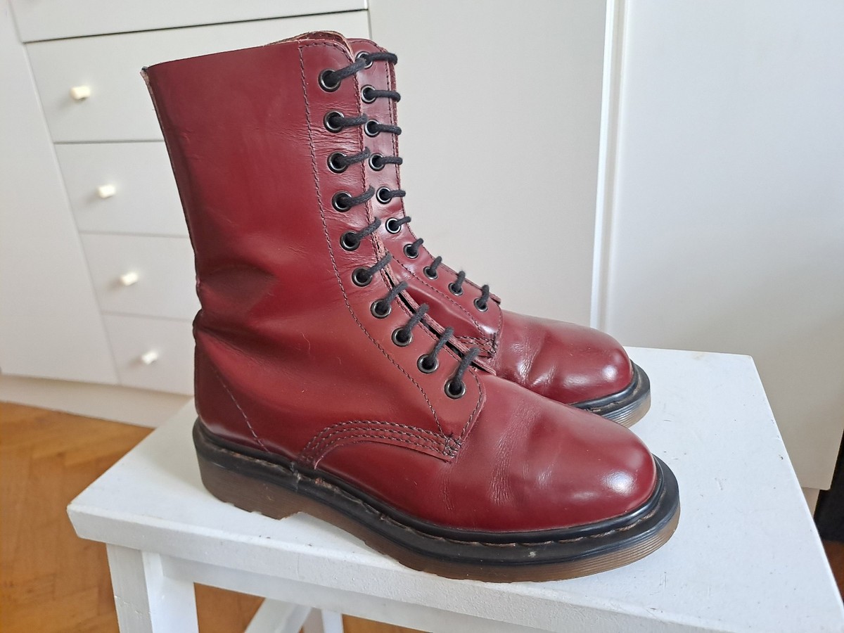 Vintage 90s Dr Martens 1490 10 Hole Boots UK4 37 US6 Made in