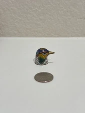 Vintage Cloisonné Enamel Bird Head Thimble – Colorful Collectible Sewing Tool