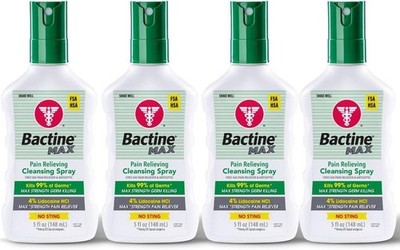 Bayer Bactine Max Pain Relieving Cleansing Spray 4 Bottle Pack