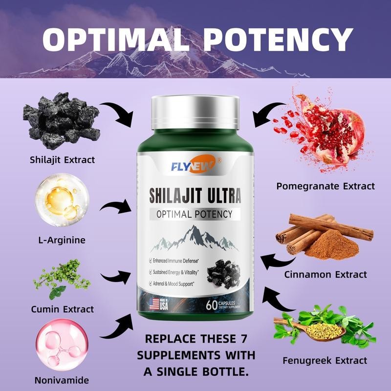 Buy 2get1 Flynew Optimal Potency Shilajit Ultra 60Capsules Made inEssential Mine