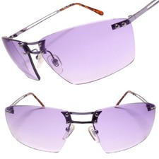 80s 90s Fashion Aviation Rectangle Purple Lens Womens Sunglasses