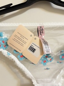 NWT AGENT PROVOCATEUR BETHANIE Floral Brief White/Blue 2 Small Flirty Coquette