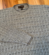 Vintage Liberty Sweaters Men’s Large Gray Cable Knit Crewneck USA Made Cotton