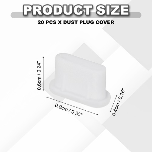 0.4 Inch USB Type A Dust Plug, 20 Pcs Anti Dust Plug Cover Female End, White - Photo 2 sur 6