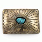 Southwest Signed Sterling Turquoise Red Coral Mens Belt Buckle Lot of 2 #S5387-3 — photo 5
