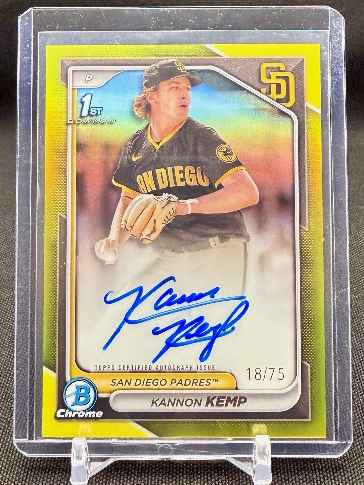 2024 Bowman Chrome - Prospect Auto Yellow Refractor #CPA-KK Kannon Kemp 18/75