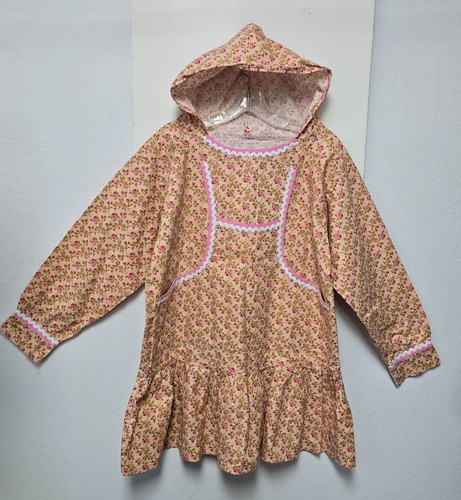 Alaska Native Eskimo Kuspuk Light Golden Tan with Pink & Red Roses Pullover sz L
