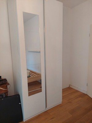TOP IKEA PAX Kleiderschrank 236 x 100 x 58 weiß Tür hochglanz mit Beleuchtung