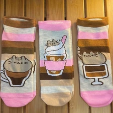 Pusheen - 3 Pack Pusheen Bistro Unisex Ankle Socks-New in Package! 3 Pairs