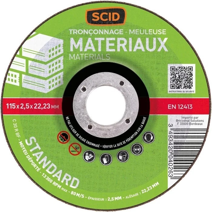 Disque à tronçonner pour matériaux – usage standard - Photo 1/1