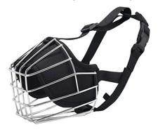 Large Dog Muzzle Stainless Steel Basket Adjustable Anti Bite Breathable