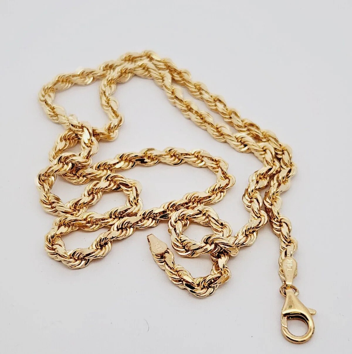 14Kt Yellow Gold Solid Rope Chain 18 Inches long x 3.86 mm lobster clasp-23.2gr.