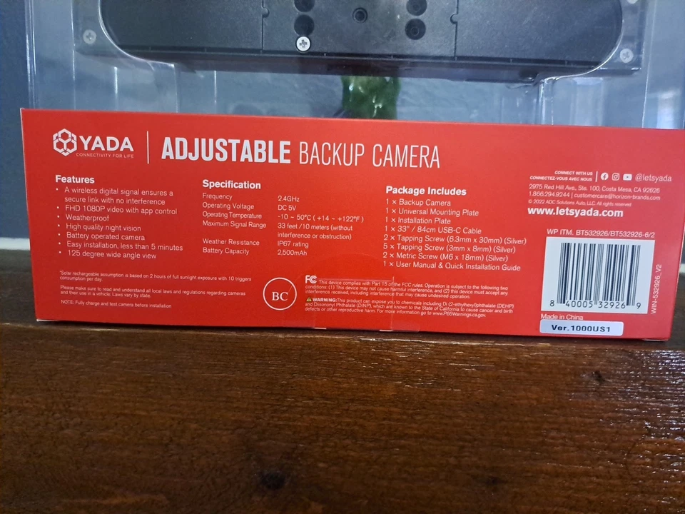 YADA Wireless Adjustable App Controlled Backup Camera BT532926 NEW In Box - Image 4 of 4