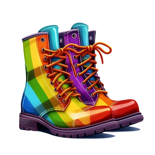 LGBTQ Rainbow Heart Love Combat Boots Dr Pride Self Adhesive Vinyl Sticker