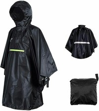 Waterproof Rain Cape Raincoat Adult Poncho Rain Coat Rainwear w/Reflective Strip