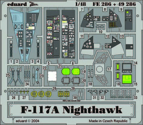 Eduard Accessories 49286 - 1:48 F-117A Nighthawk for Tamiya Kit - Etch Set -
