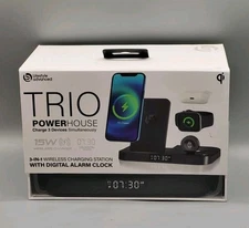 Trio Powerhouse 3 in 1 Wireless Charging Station Alarm Clock Phone Watch