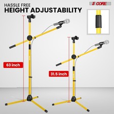 5 Core Microphone Stand Floor Adjustable 63" Tripod Mic Stands w Boom Arm