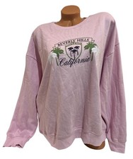 Victoria Secret Pink Pullover Sweatshirt Pink Beverly Hills Cali Logo Size XXL
