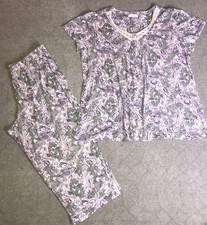 Secret Treasures 2 pc Womens Capri Pajama Set Large 12-14 Stretch Purple
