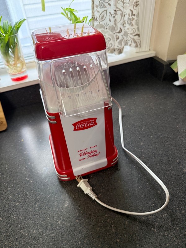 Nostalgic Coca-Cola hot air Popcorn Maker With bucket