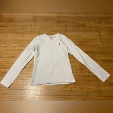 Ralph Lauren long sleeve girls T-shirt white sz L 12-14