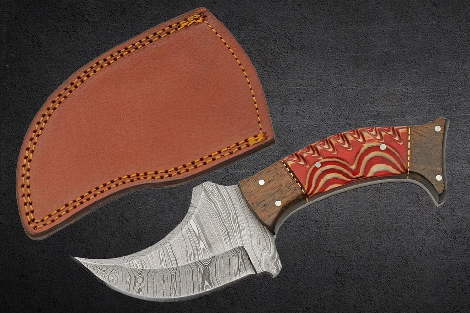 Damascus Steel Knife Fixed Blade Hunting Knife - Image 3 of 4