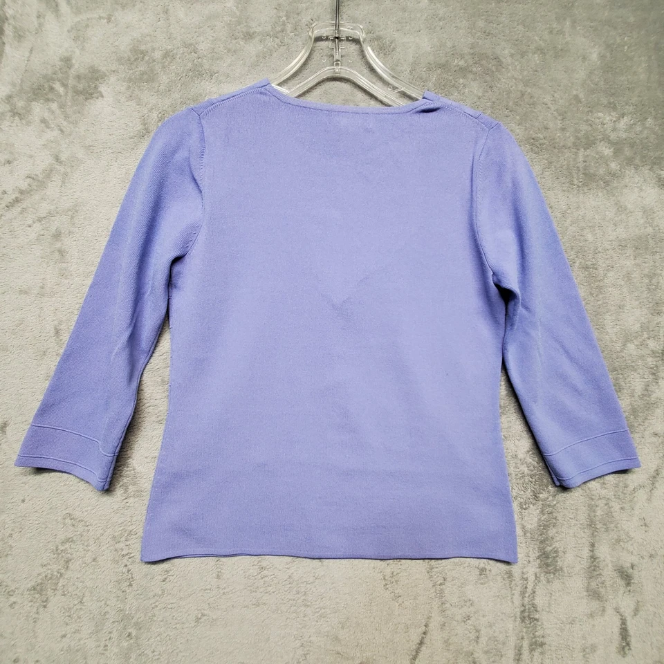 Suéter Spense Mujer Medio Púrpura Manga 3/4 Tejido Suéter Top Acanalado Rayas Foto 2 de 4