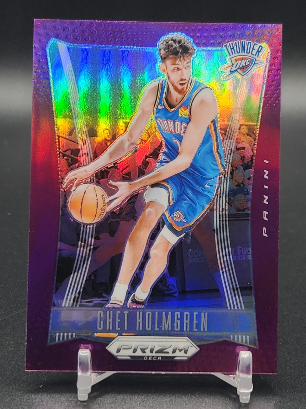 2023-24 Panini Prizm Deca /99 Purple Holo Prizms Chet Holmgren #148 OKC Thunder