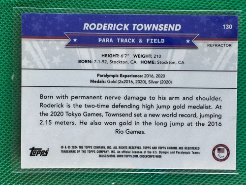 Roderick Townsend 2024 Topps Chrome Olympics #130 Refractor - Picture 2 of 2