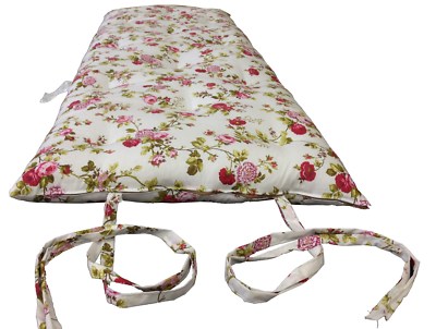 Red Roses White Full 3x54x80 Traditional Japanese Floor Rolling Futon Mattress