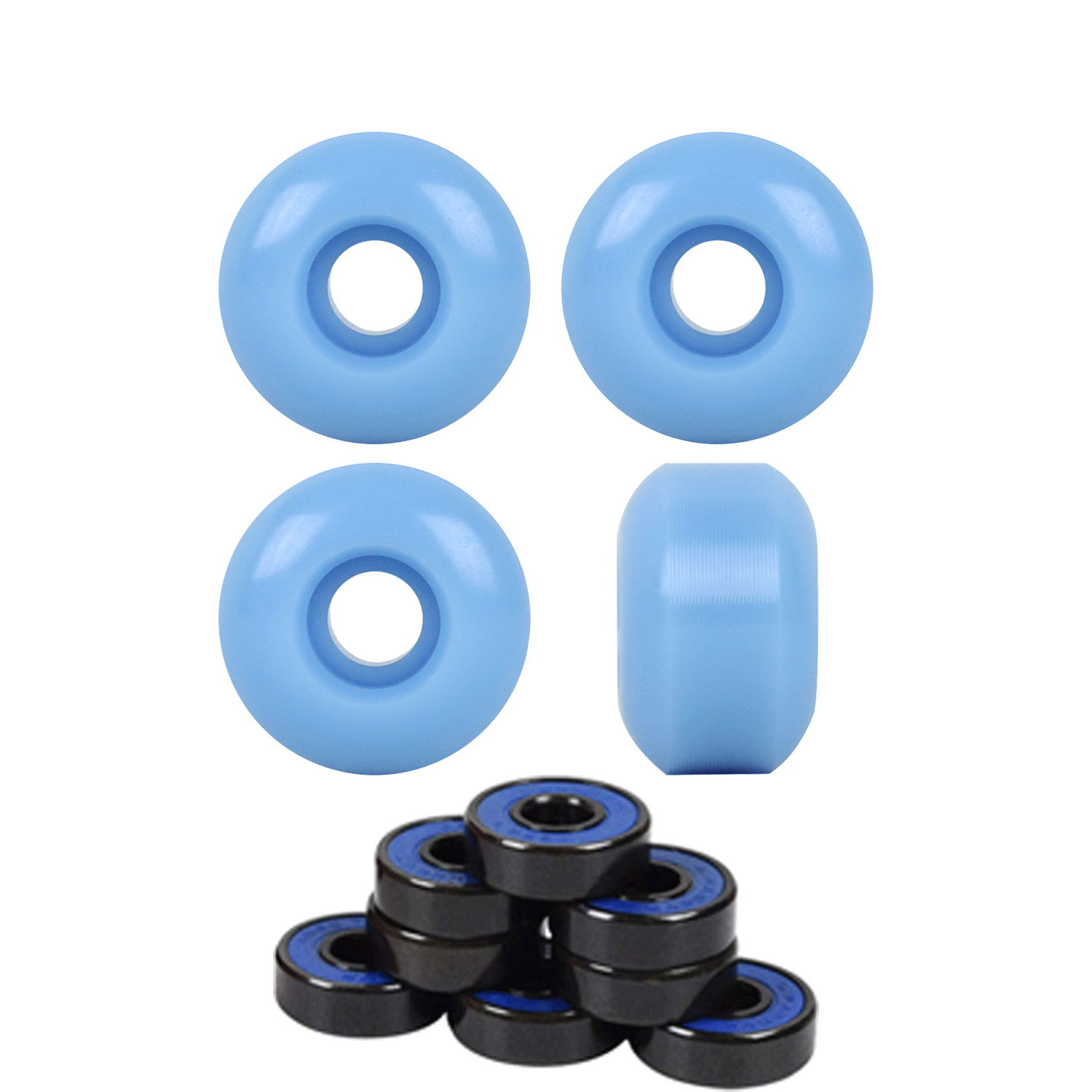 Blank Skateboard Wheels Blank 99A Baby Blue 50mm x 31mm with Abec 7 Bearings